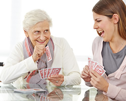 playing cards with nurse